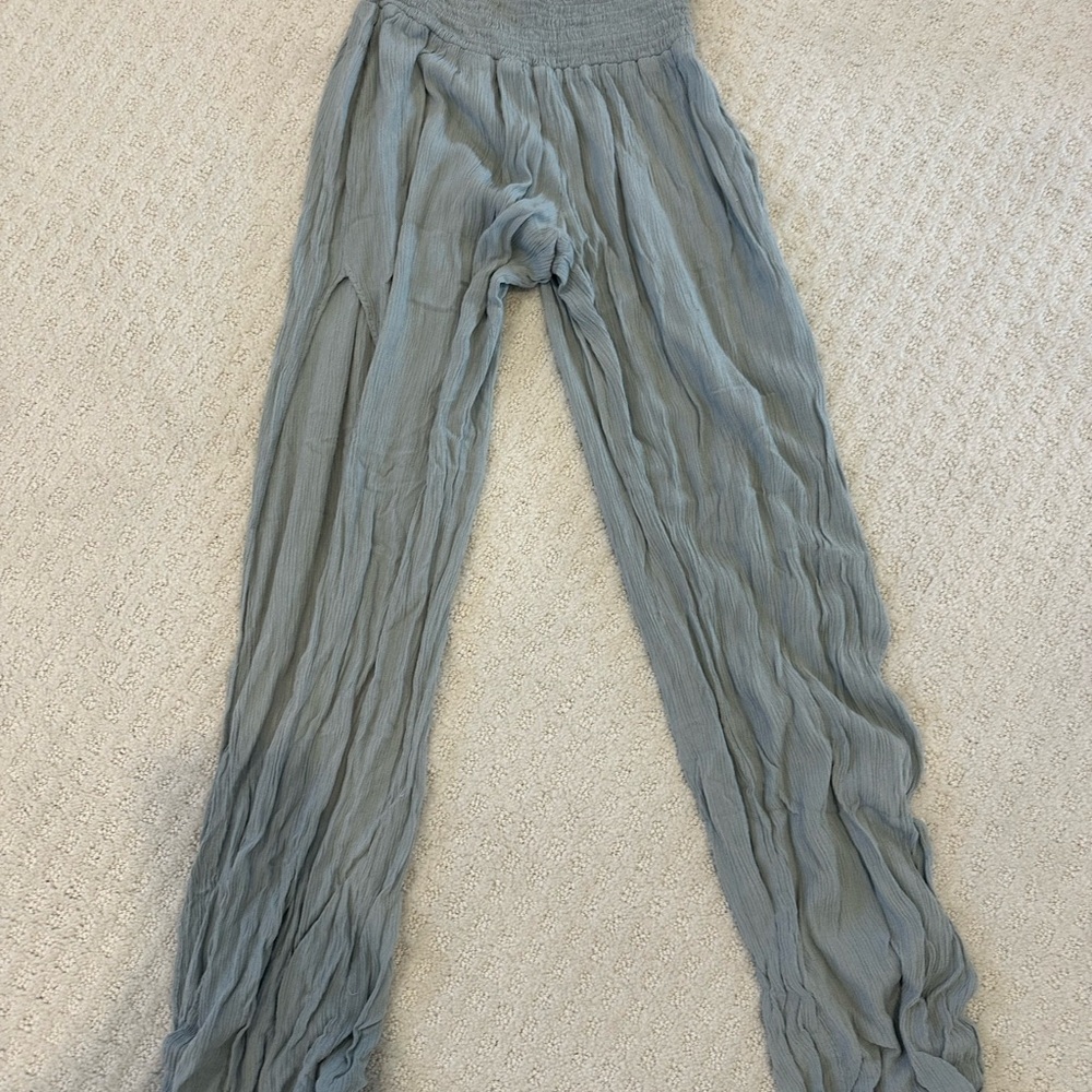 Olivaceous Wide Leg Pants in Light Blue